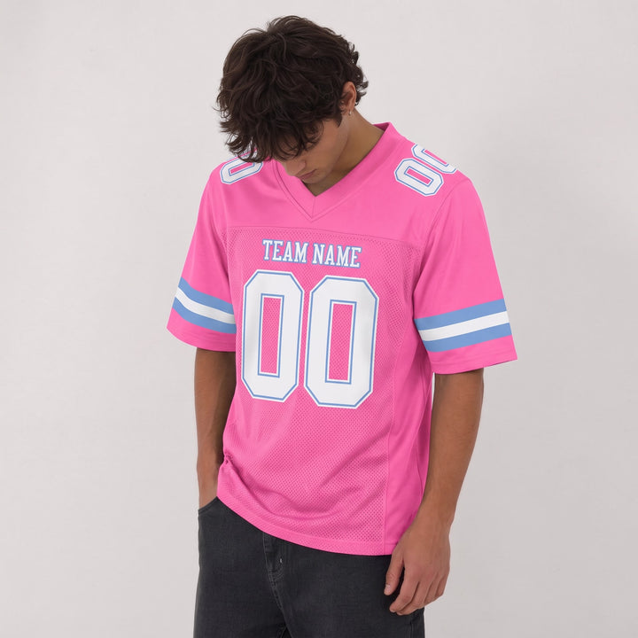 Custom Pink Sky Blue Football Jersey – Personalized Team Name and Number