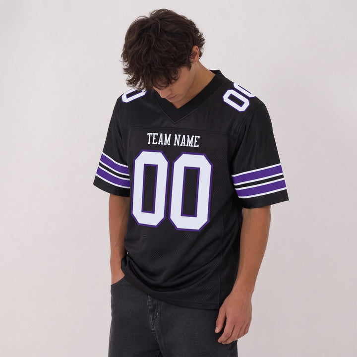 Custom Black and Purple Football Jersey – Personalized Team Name and Number