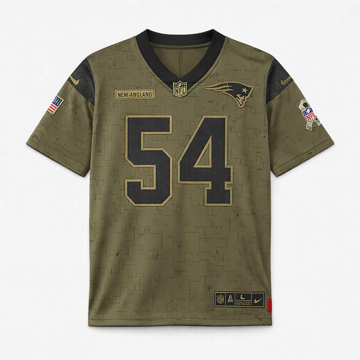 Bruschi 54 Patriots Olive Salute To Service Football Jersey
