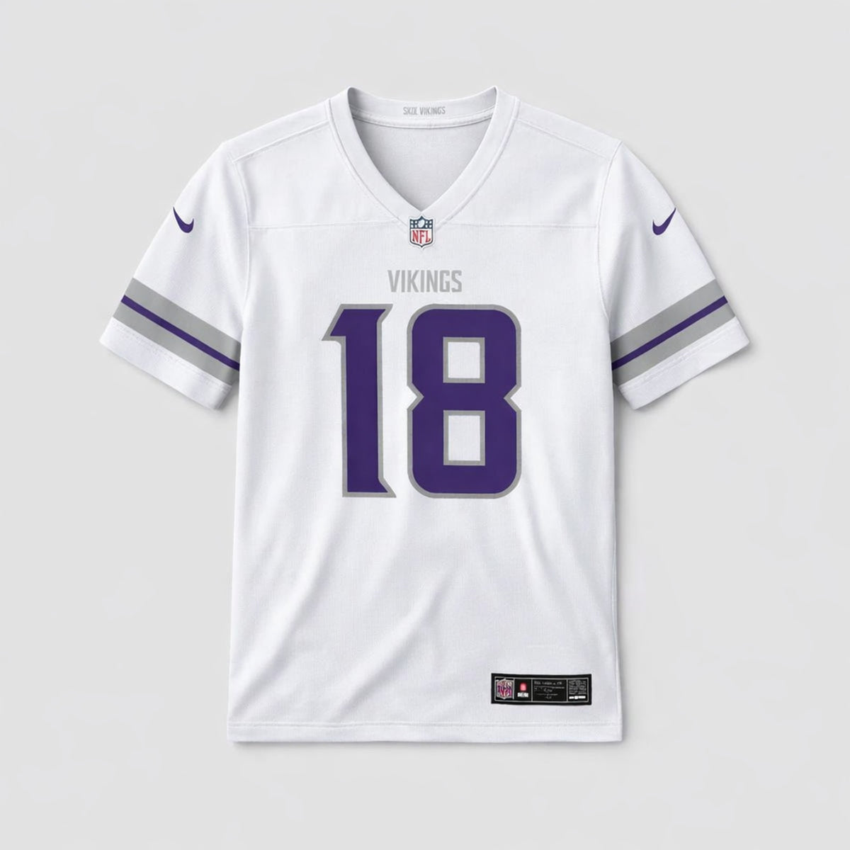 Jefferson 18 Vikings White Football Jersey - 1