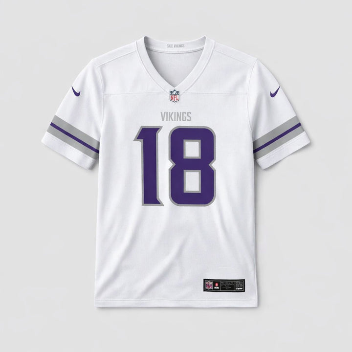 Jefferson 18 Vikings White Football Jersey