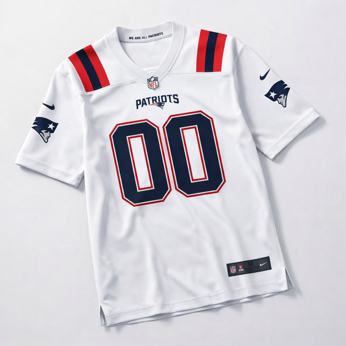 White Patriots Any Name 00 Football Jersey - 3