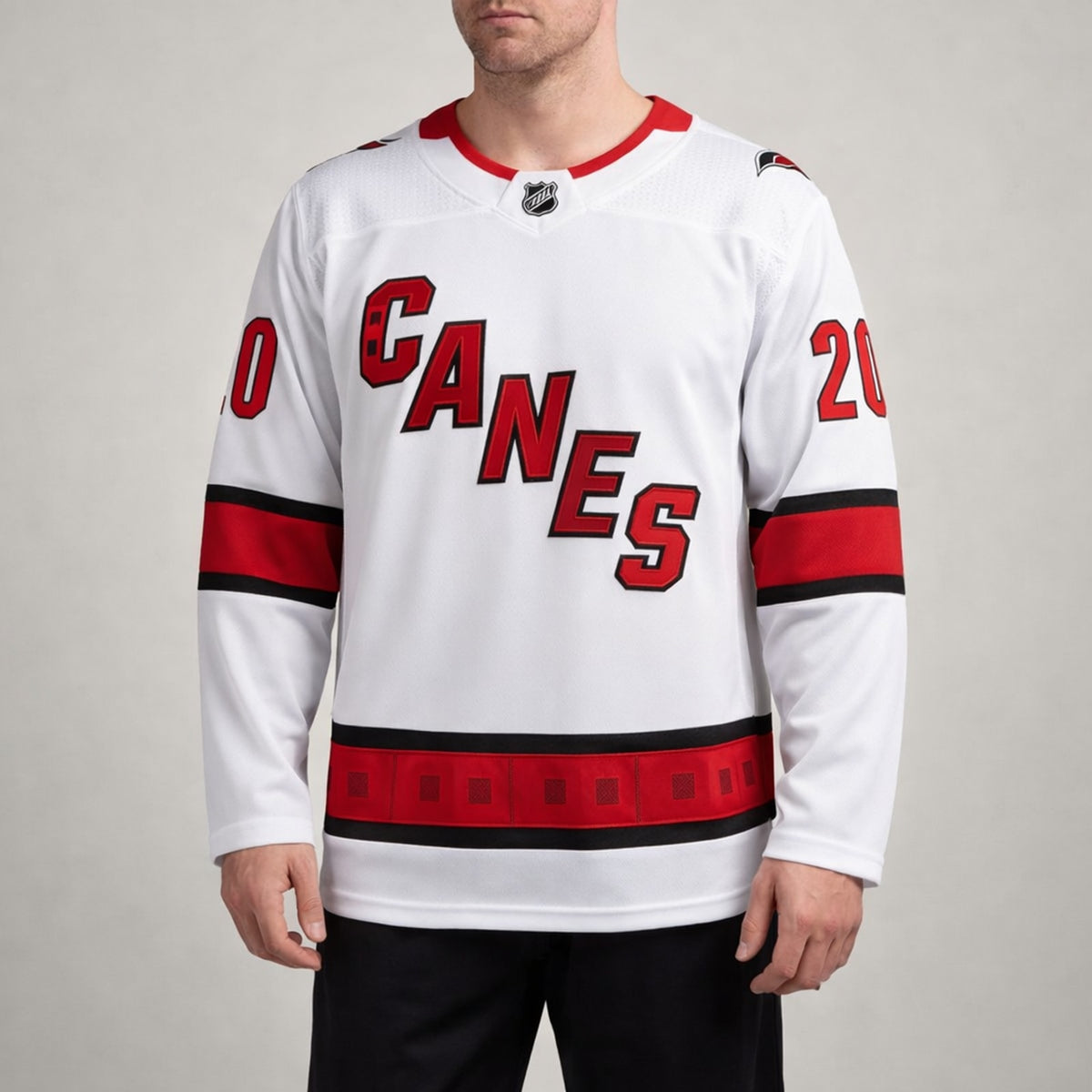 Aho 20 Canes Hockey Jersey White Red - 4