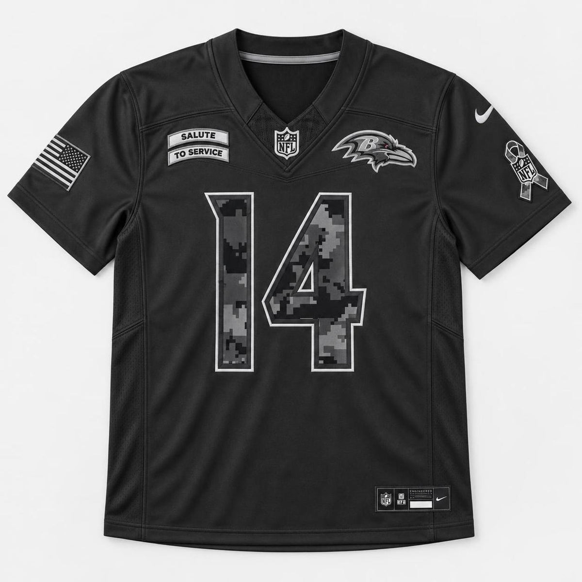 Hamilton 14 Black Football Jersey - 1