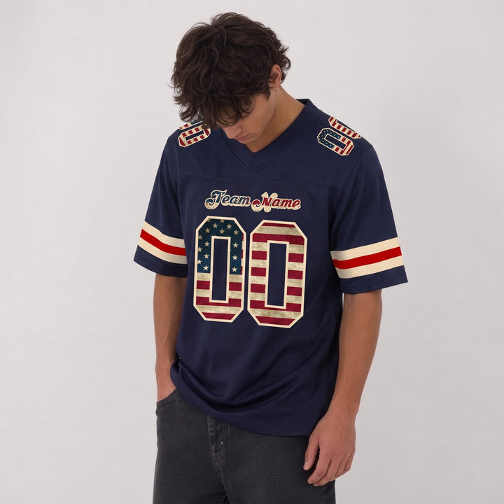 Patriotic USA Flag Football Jersey – Custom Name and Number