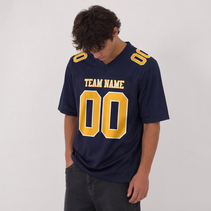 Midnight Navy Gold Rush Football Jersey – Custom Name and Number