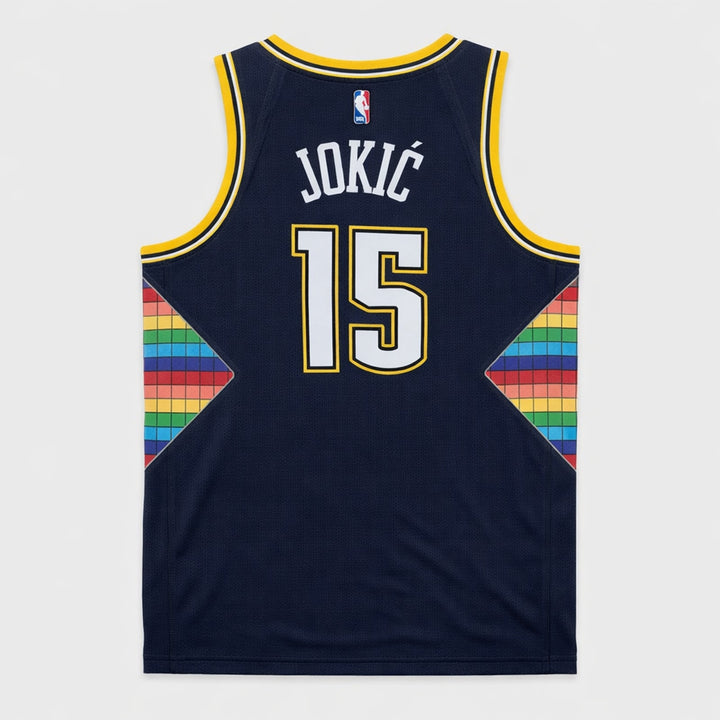Jokić 15 Denver Navy Rainbow Basketball Jersey
