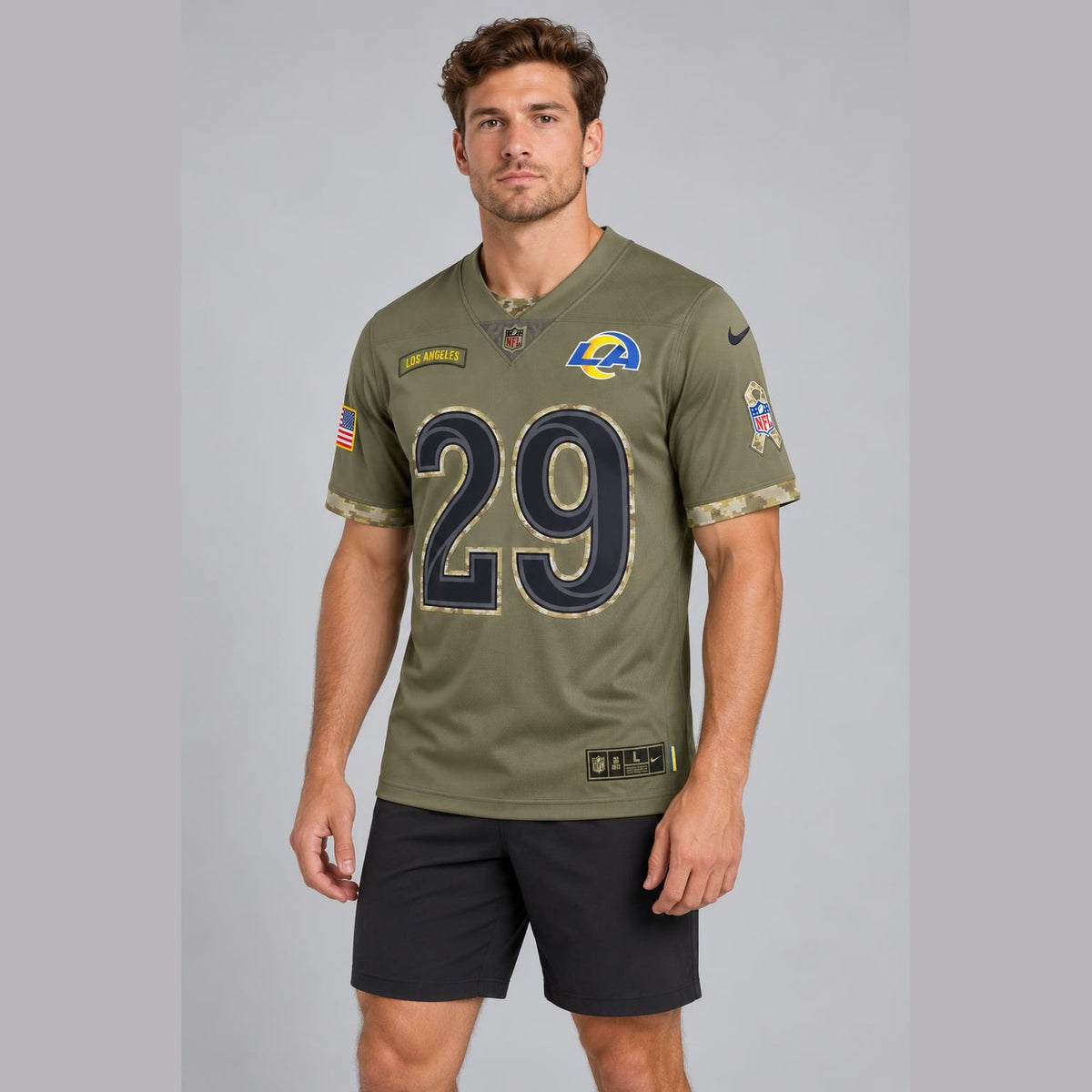 Dickerson 29 Los Angeles Olive Football Jersey - 4