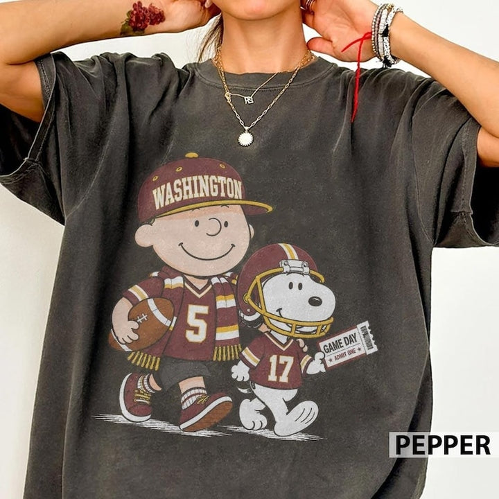 Washington Commanders Snoopy Charlie Brown Vintage Football Graphic T-Shirt