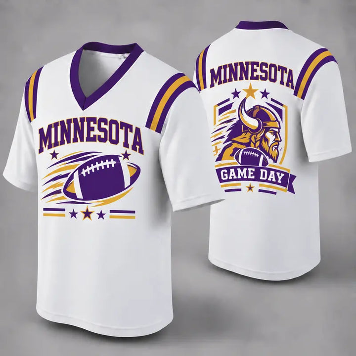 MIN White Football Jersey Minnesota Game Day Graphic Shirt