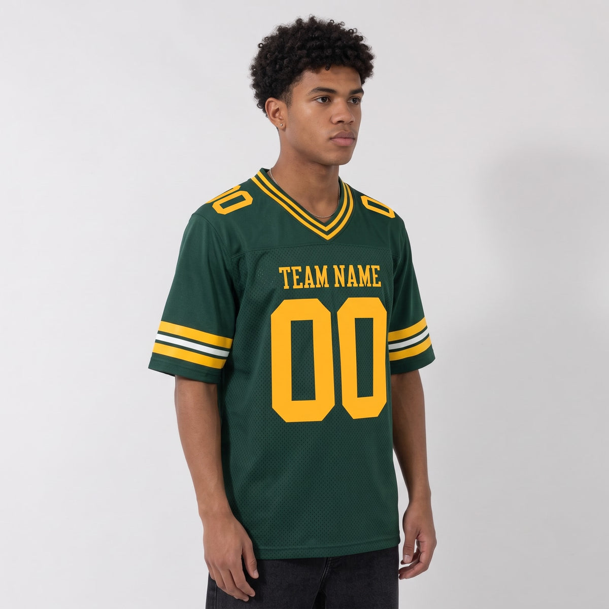 Custom Green Gold Mesh Football Jersey - 2