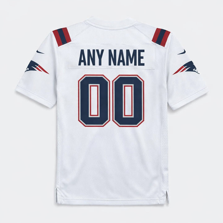 White Patriots Any Name 00 Football Jersey