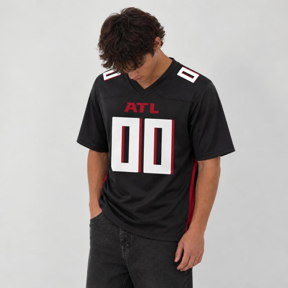 Atl Red Black Football Jersey - Custom Name and Number - 5