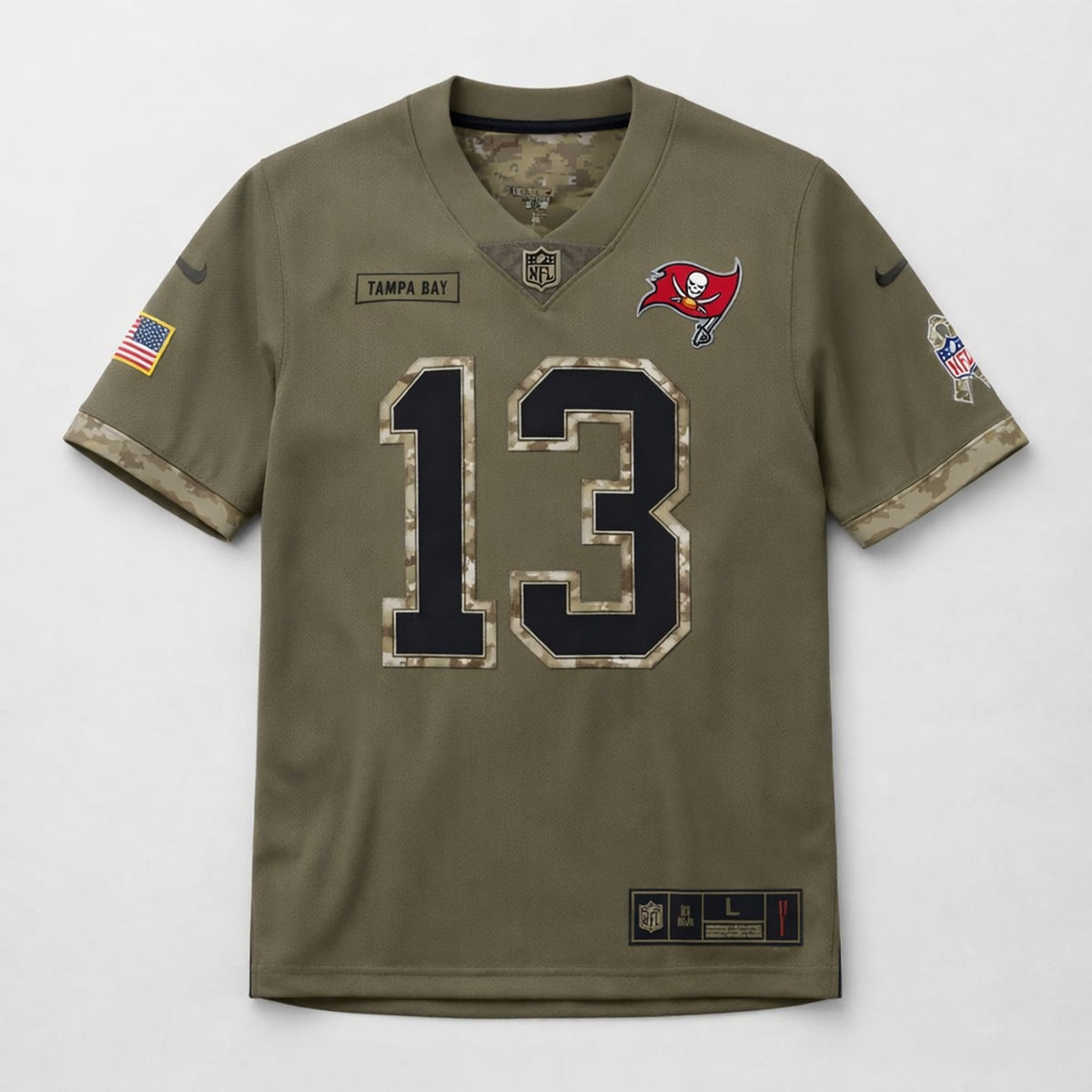Evans 13 Tampa Bay Olive Football Jersey - 1
