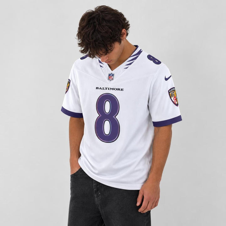 Jackson 8 White Baltimore Football Jersey