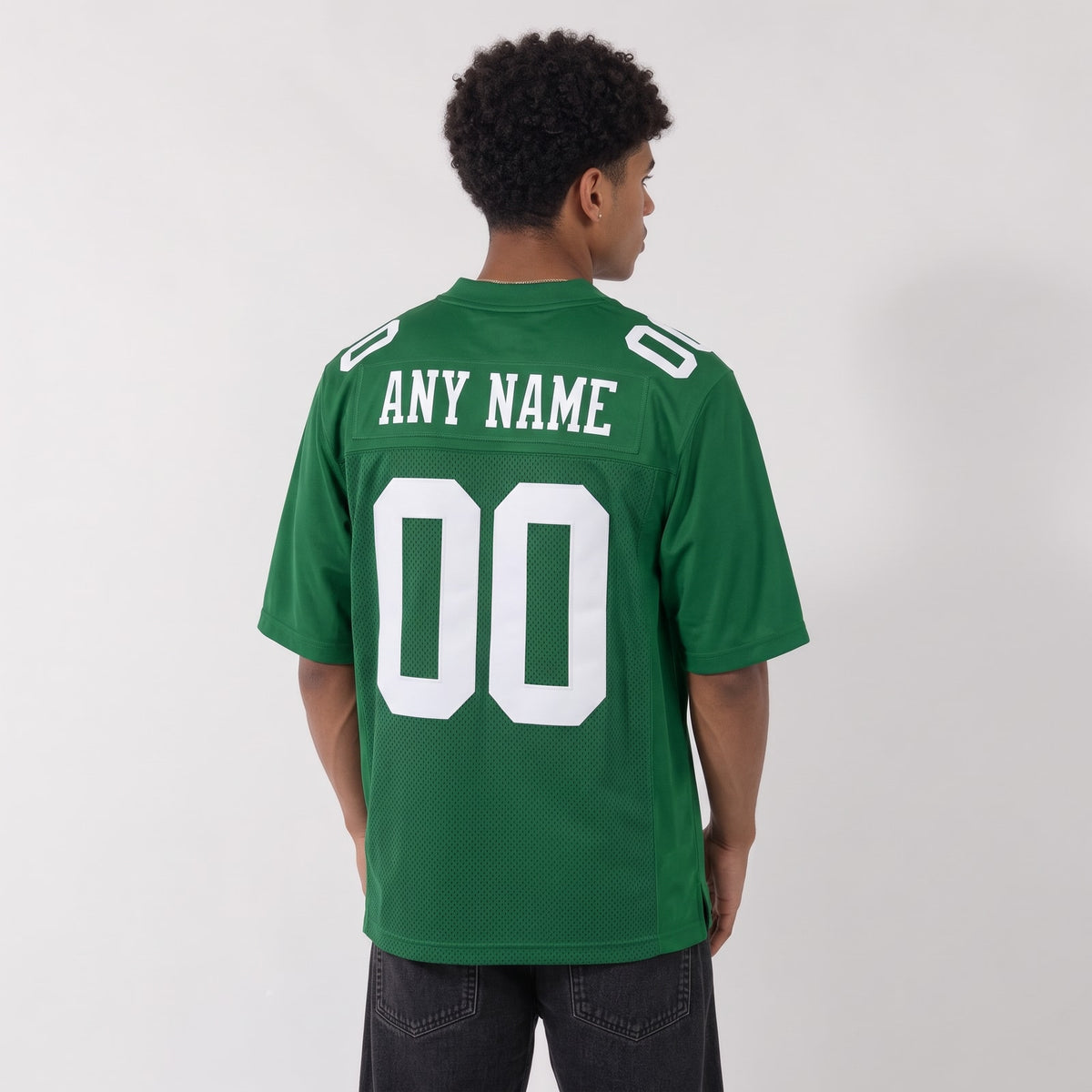 Custom Kelly Green White Mesh Football Jersey - 3