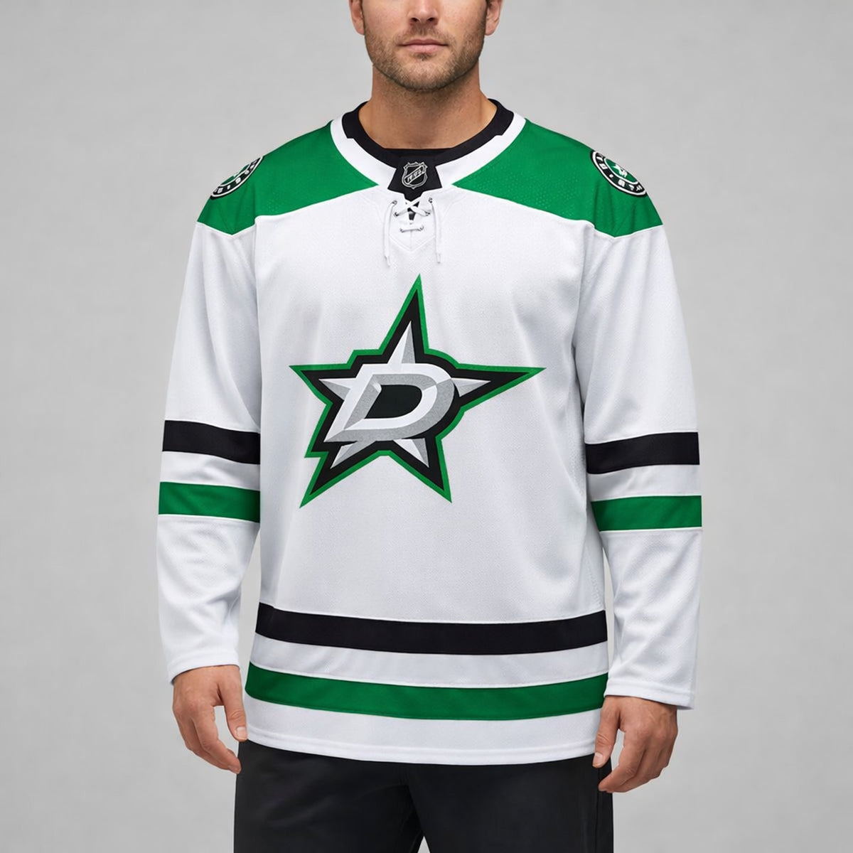 Dallas Stars White Green Hockey Jersey - 4