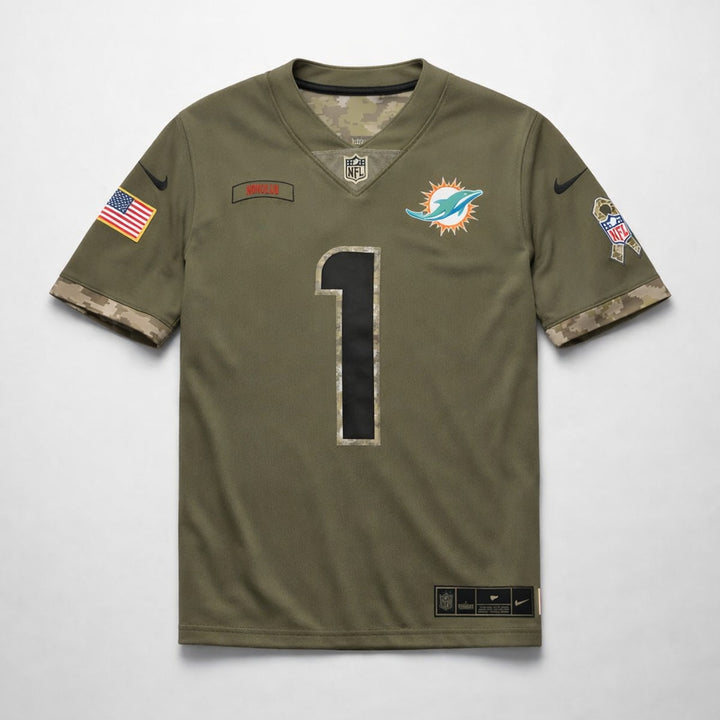 Tagovailoa 1 Miami Dolphins Olive Football Jersey