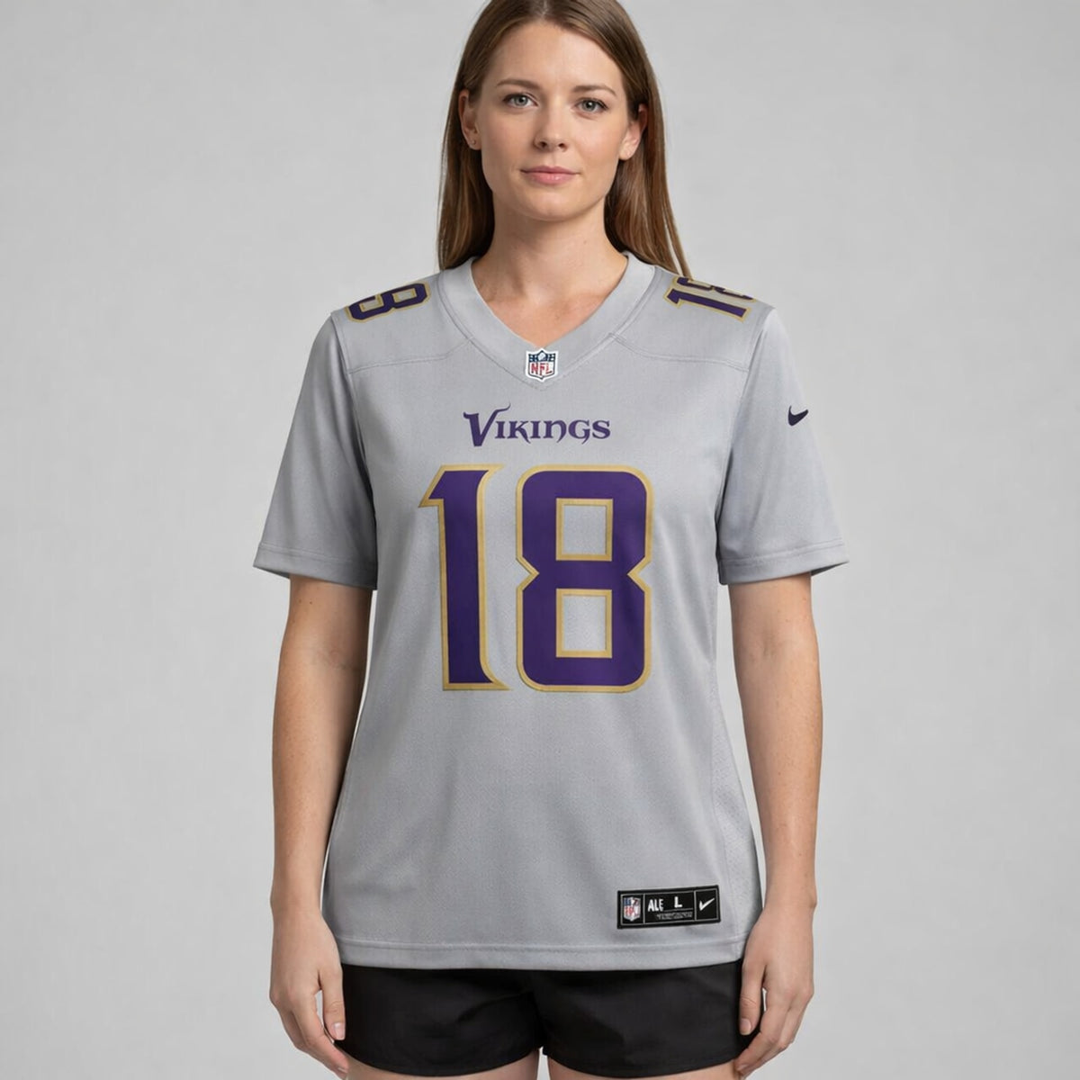 Jefferson 18 Vikings Football Jersey Gray - 5