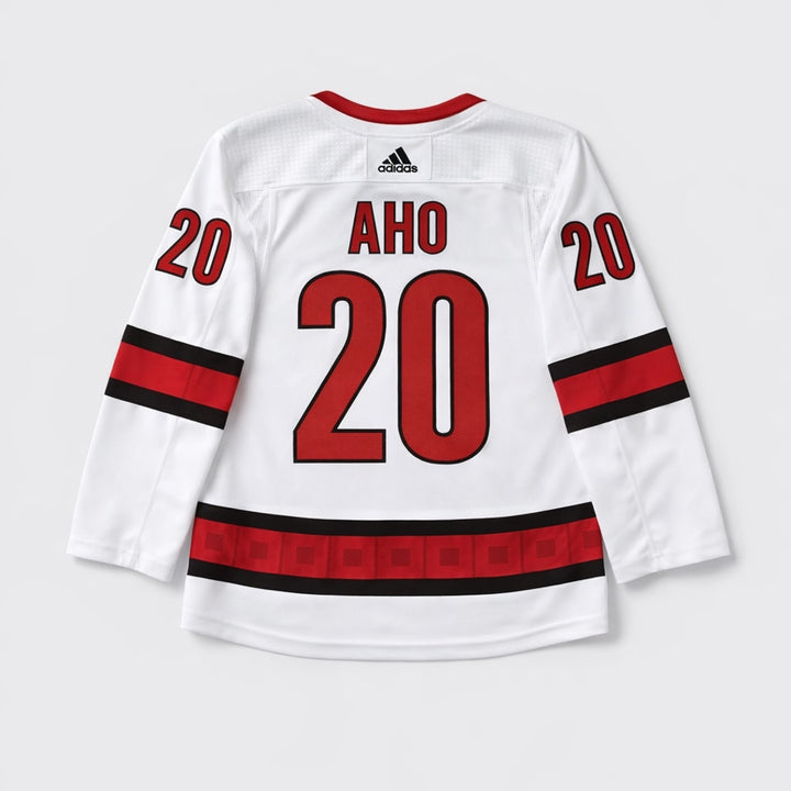 Aho 20 Canes Hockey Jersey White Red