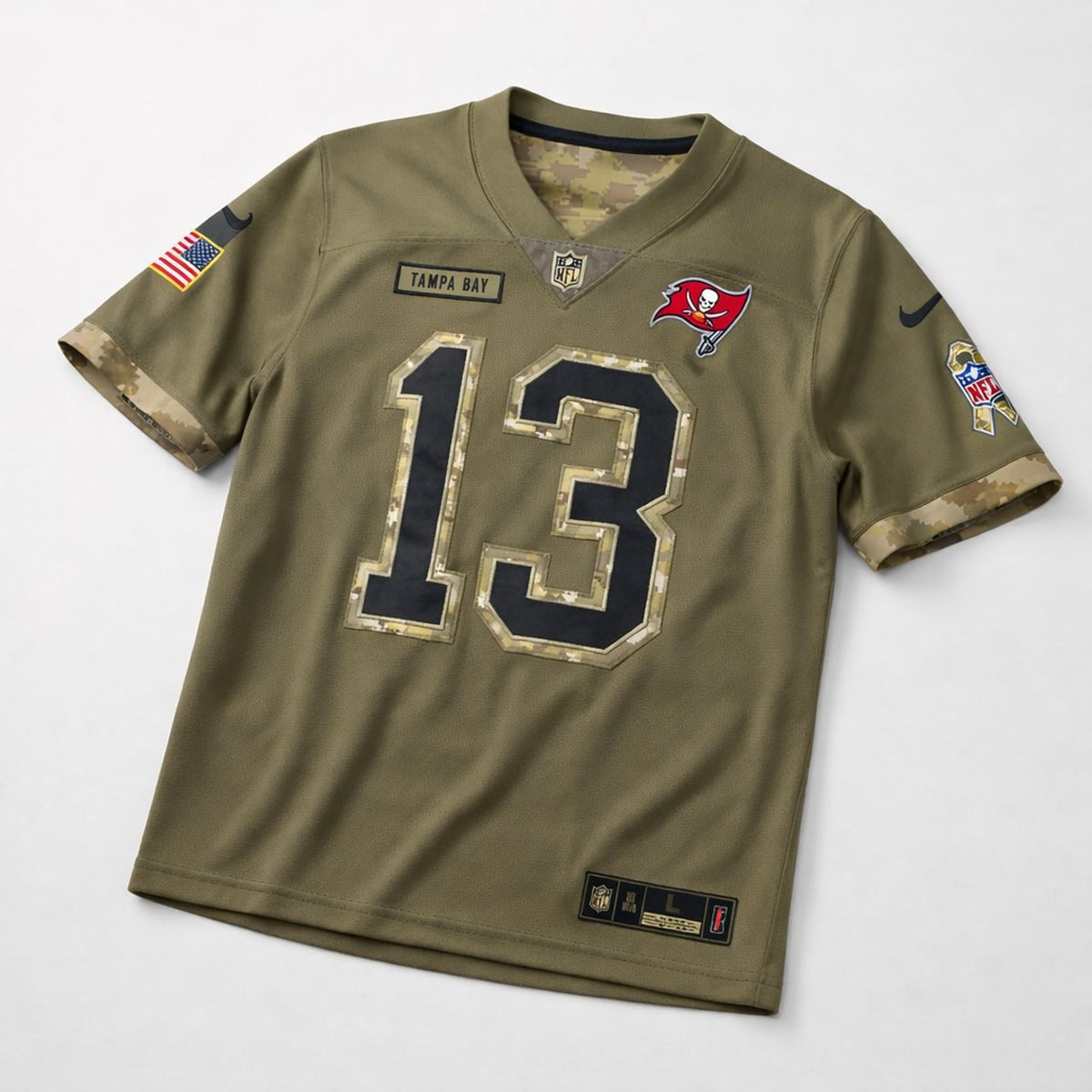 Evans 13 Tampa Bay Olive Football Jersey - 3
