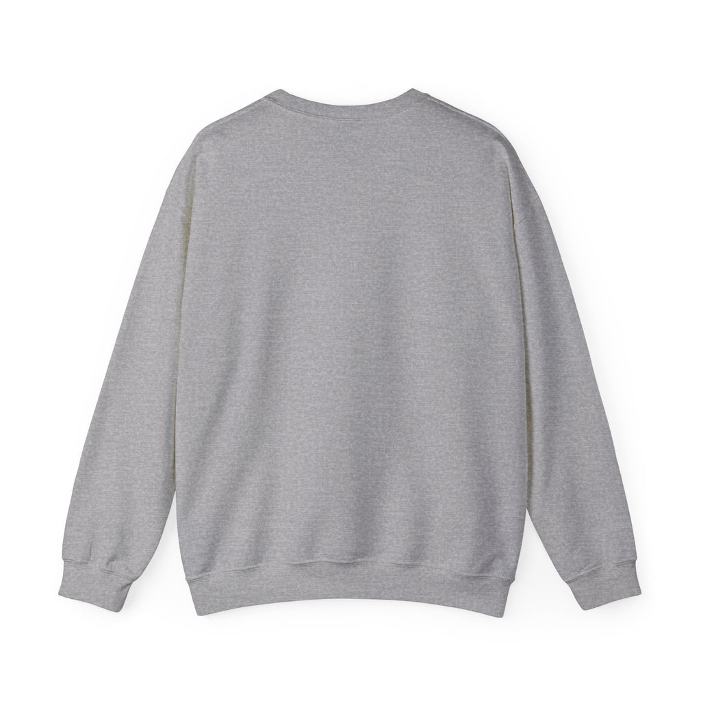 Sport Grey crewneck sweatshirt, plain back — ghost in a Santa hat on the front