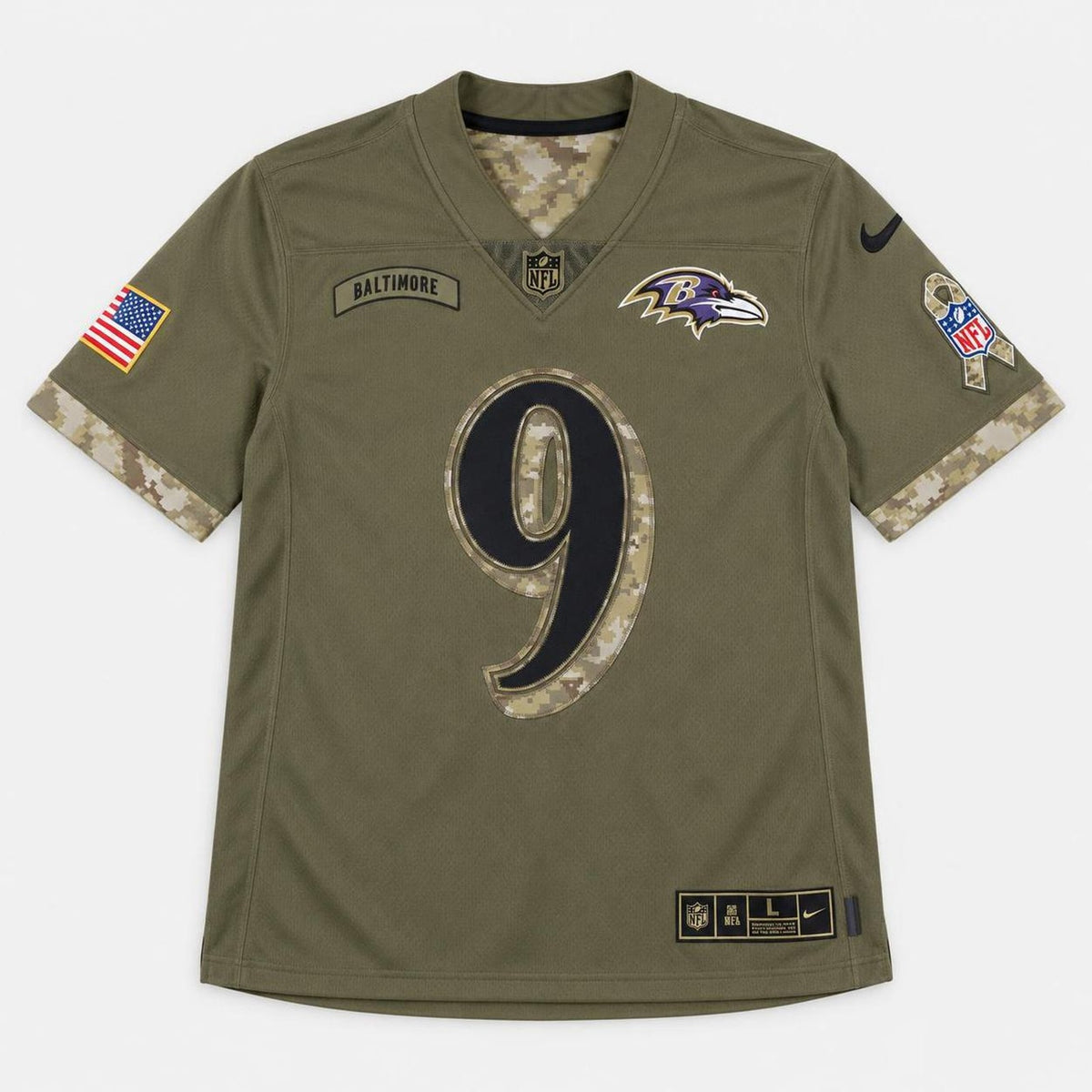 Tucker 9 Baltimore Olive Football Jersey - 1