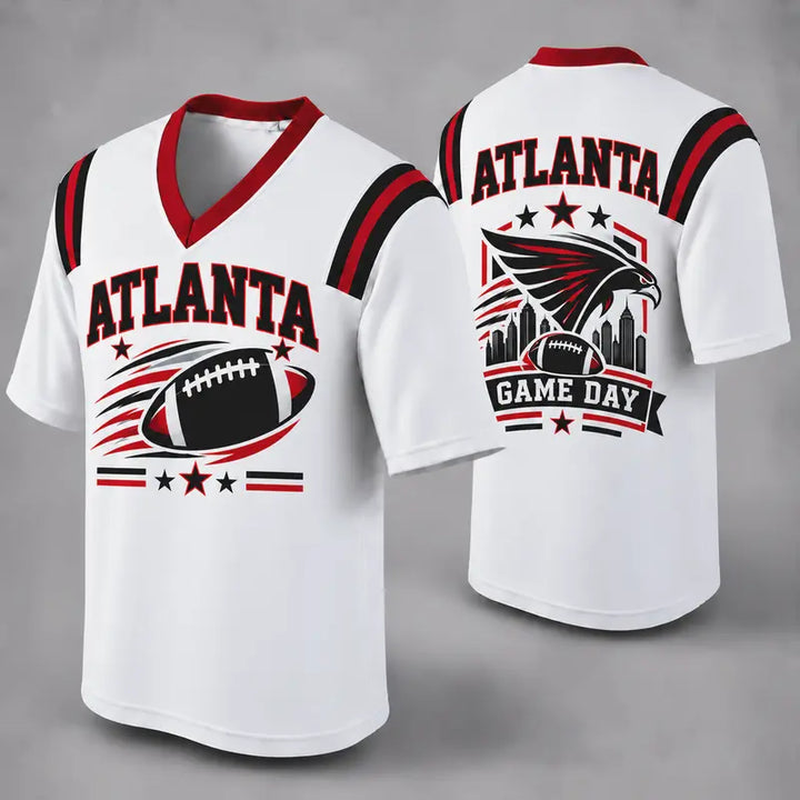 ATL White Football Jersey Game Day Graphic Shirt