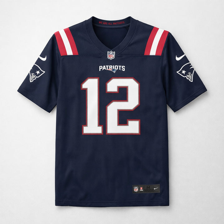 Tom Brady 12 Patriots Navy Football Jersey