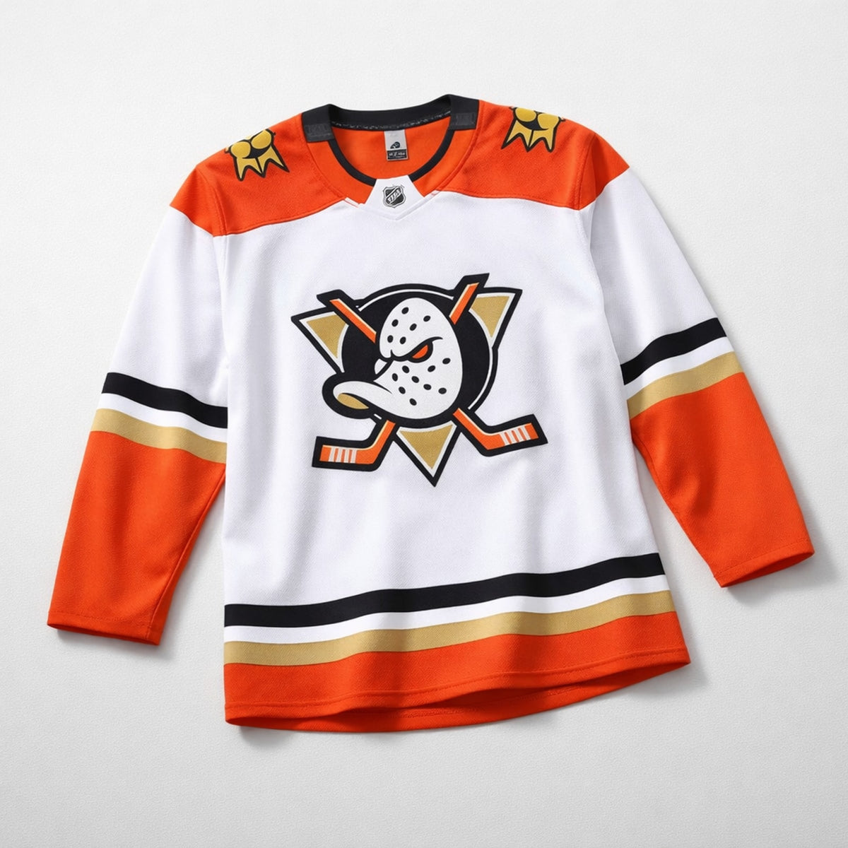 Anaheim Ducks Classic Hockey Jersey White Orange - 3