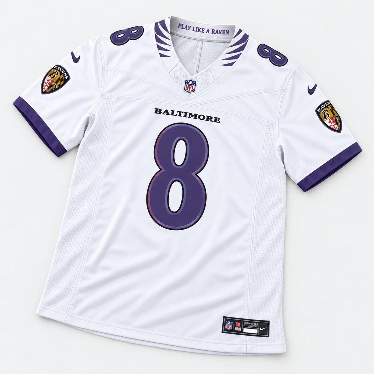 Jackson 8 White Baltimore Football Jersey - 5