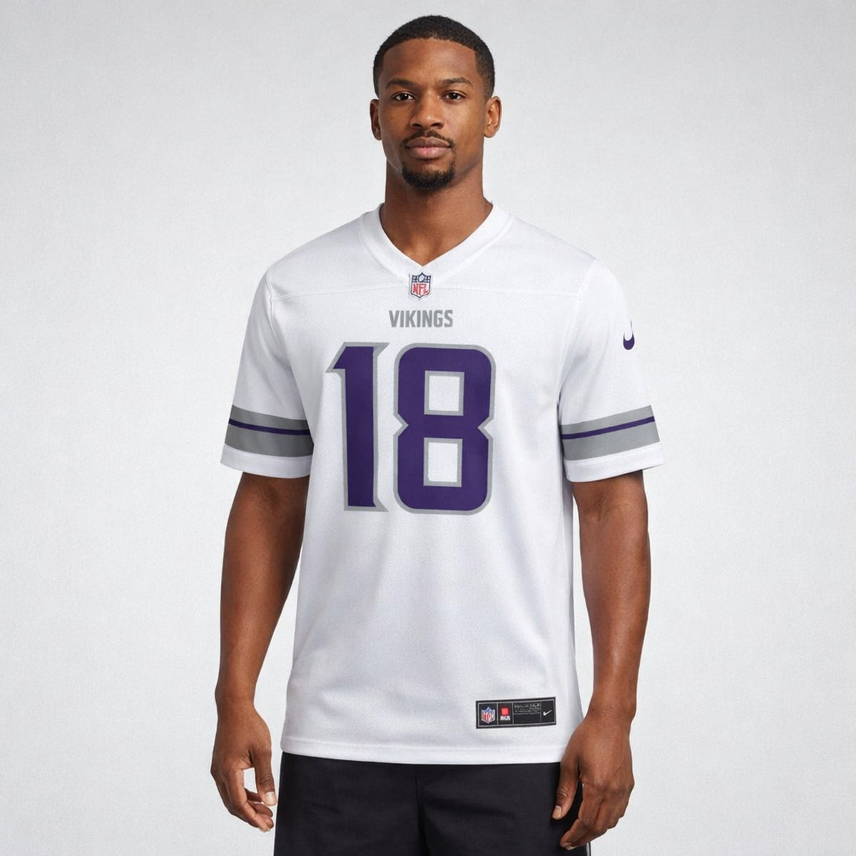 Jefferson 18 Vikings White Football Jersey - 4