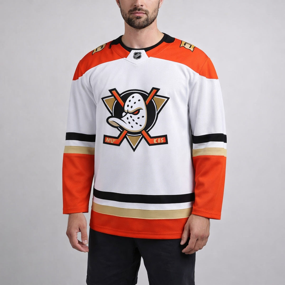 Anaheim Ducks Classic Hockey Jersey White Orange - 4
