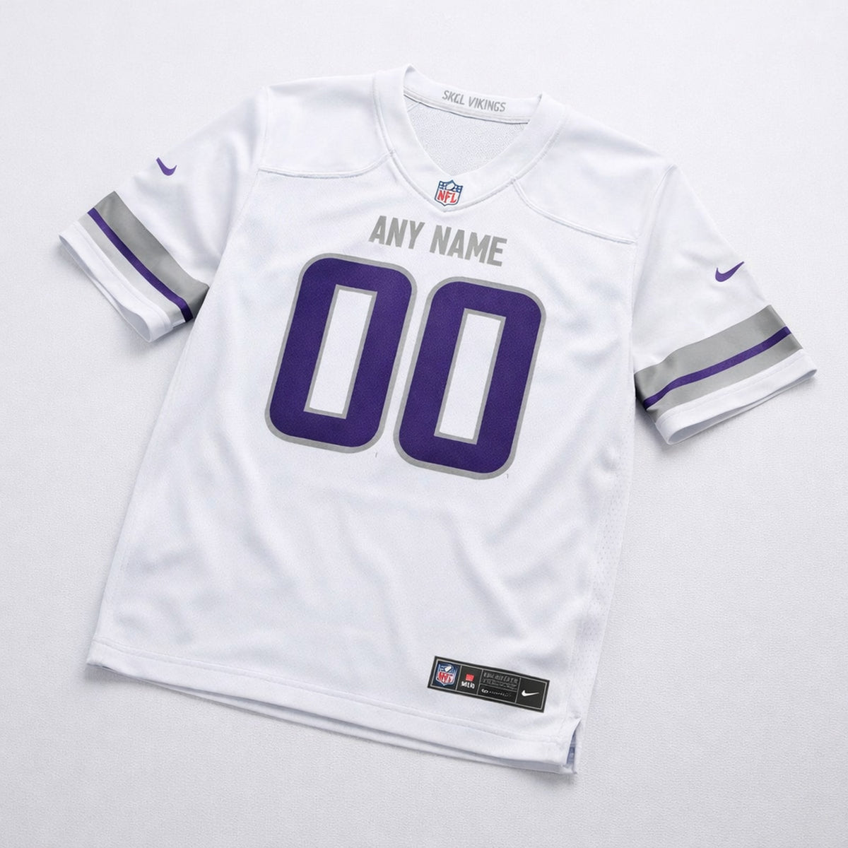 Minnesota Vikings White Custom Football Jersey - 3