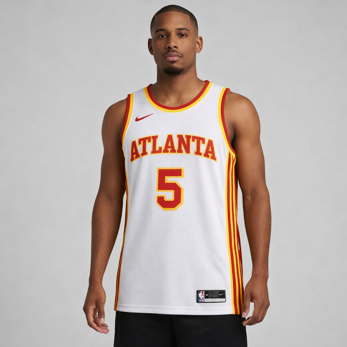 Murray 5 Atlanta Basketball Jersey White Red Yellow - 4
