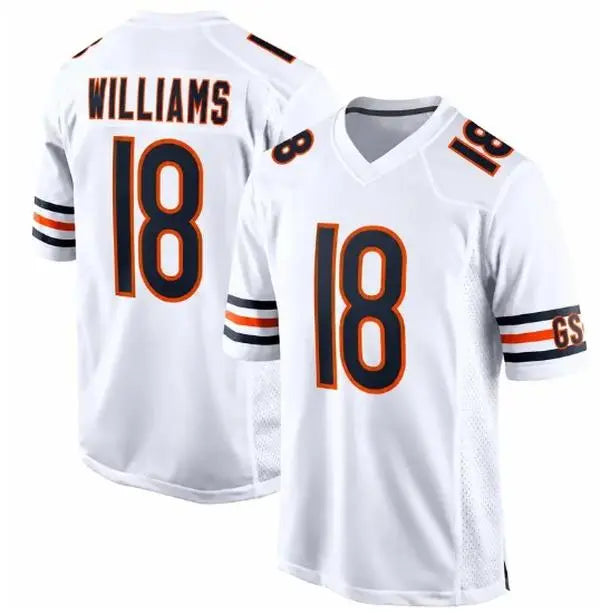 CHI White Football Jersey Williams Number 18 Custom Name and Number