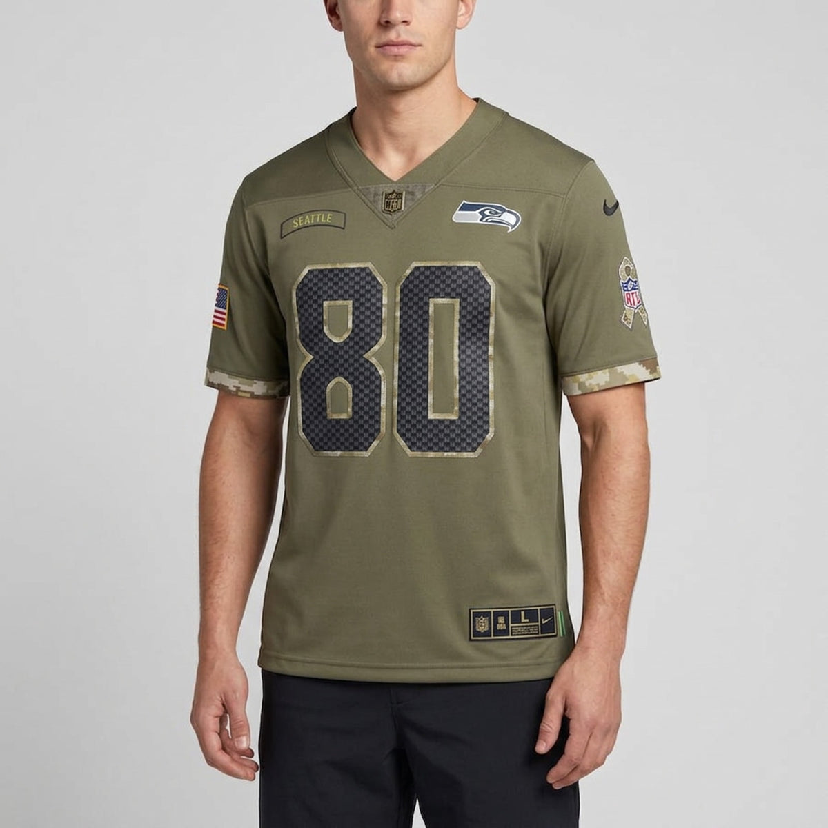 Largent 80 Seattle Football Jersey Olive - 4