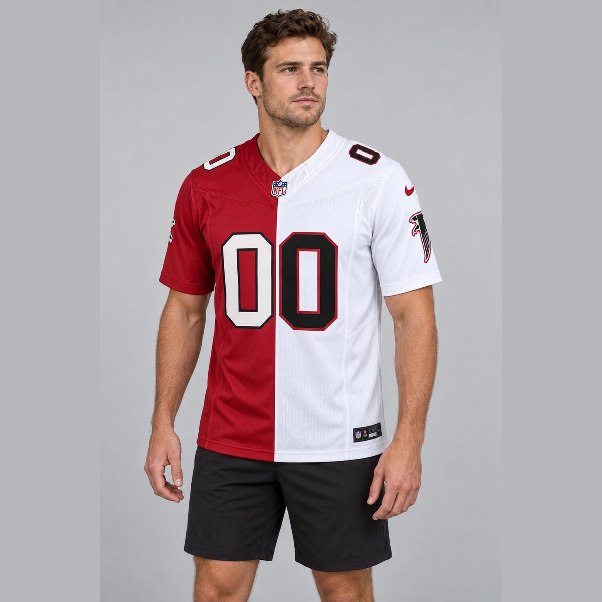 Red White Split Football Jersey - Custom Name and Number - 3