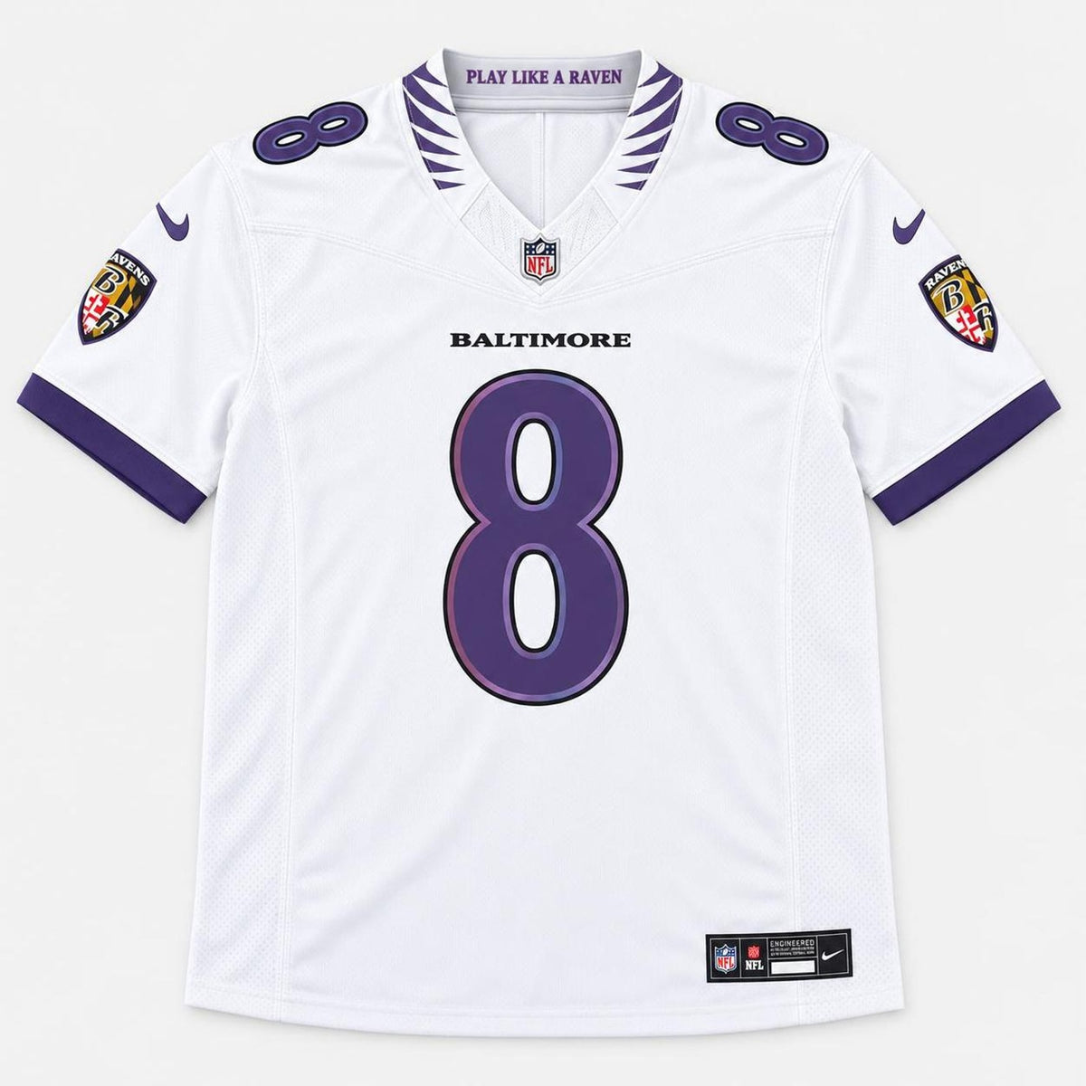 Jackson 8 White Baltimore Football Jersey - 1