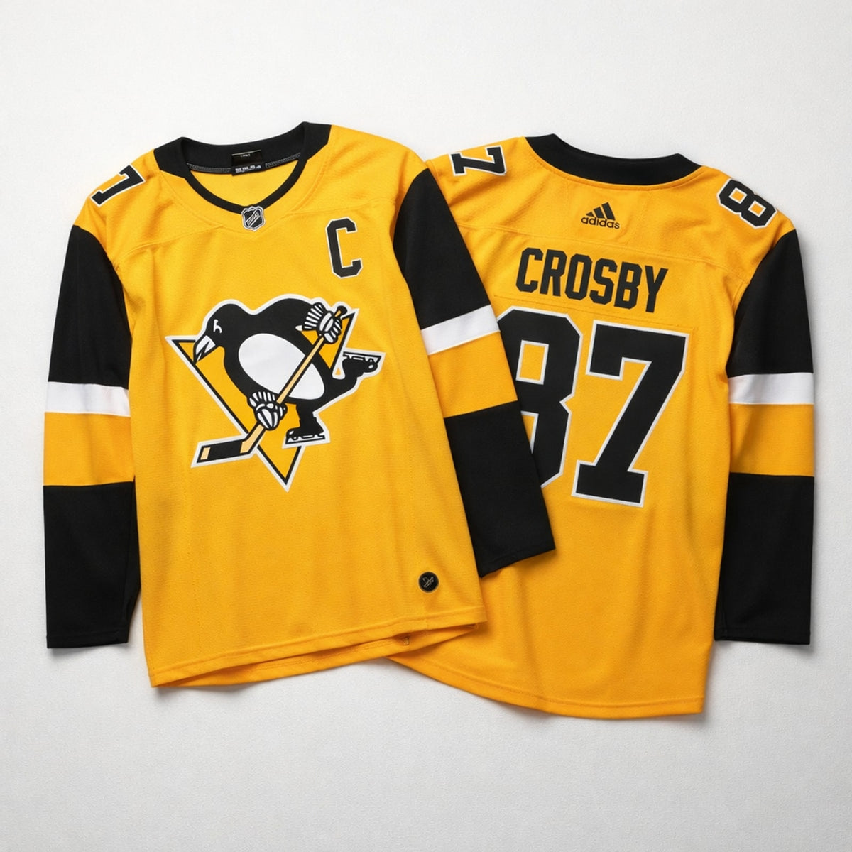 Crosby 87 Pittsburgh Hockey Jersey Yellow Black - 3