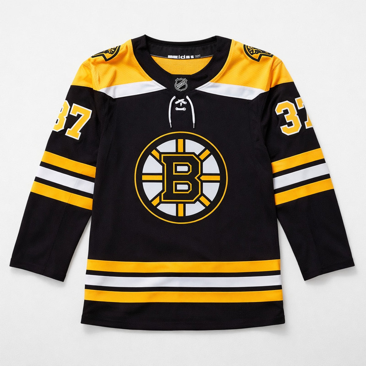 Bergeron 37 Boston Hockey Jersey Black Yellow - 2