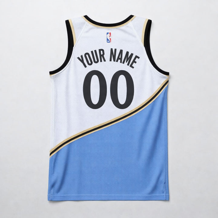 Hawks Custom Basketball Jersey White and Blue