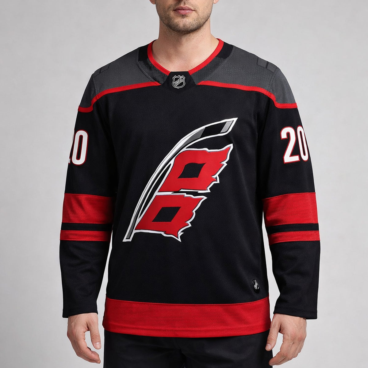 Aho 20 Hurricanes Hockey Jersey Black Red - 4