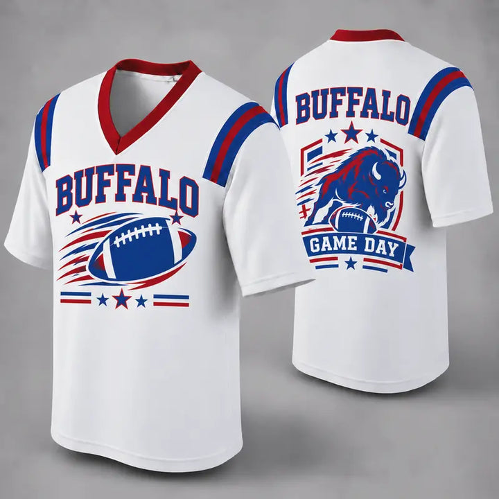 BUF White Football Jersey Buffalo Game Day Graphic Shirt