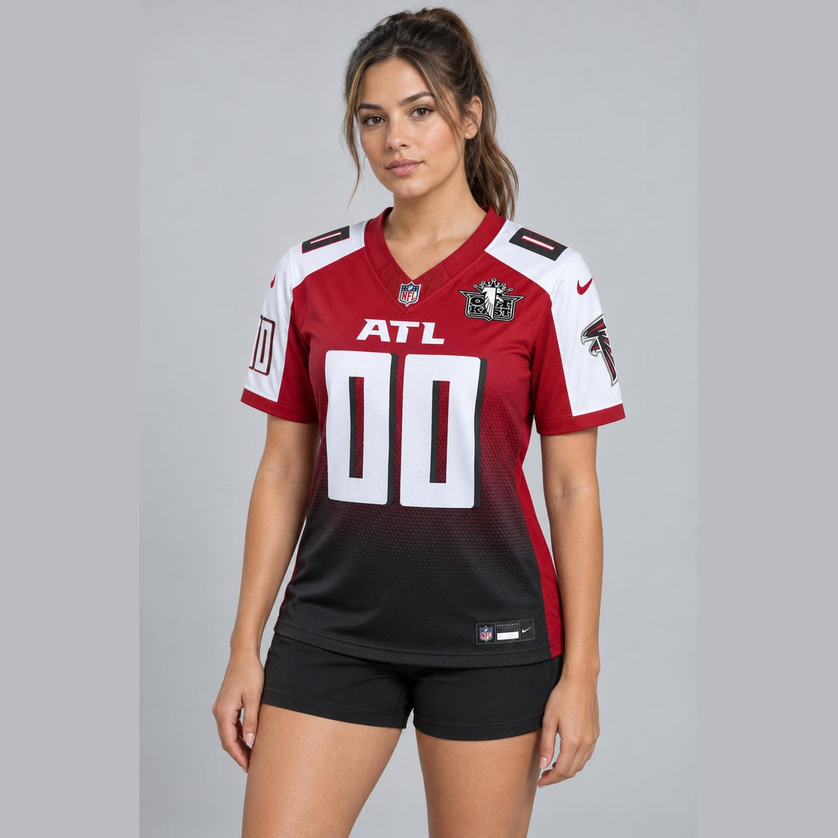 Atl Black Red Football Jersey - Custom Name and Number - 8