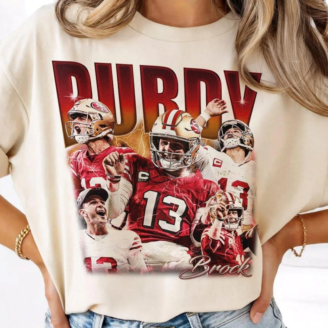 Brock Purdy 13 San Francisco 49ers Vintage Football Graphic T-Shirt