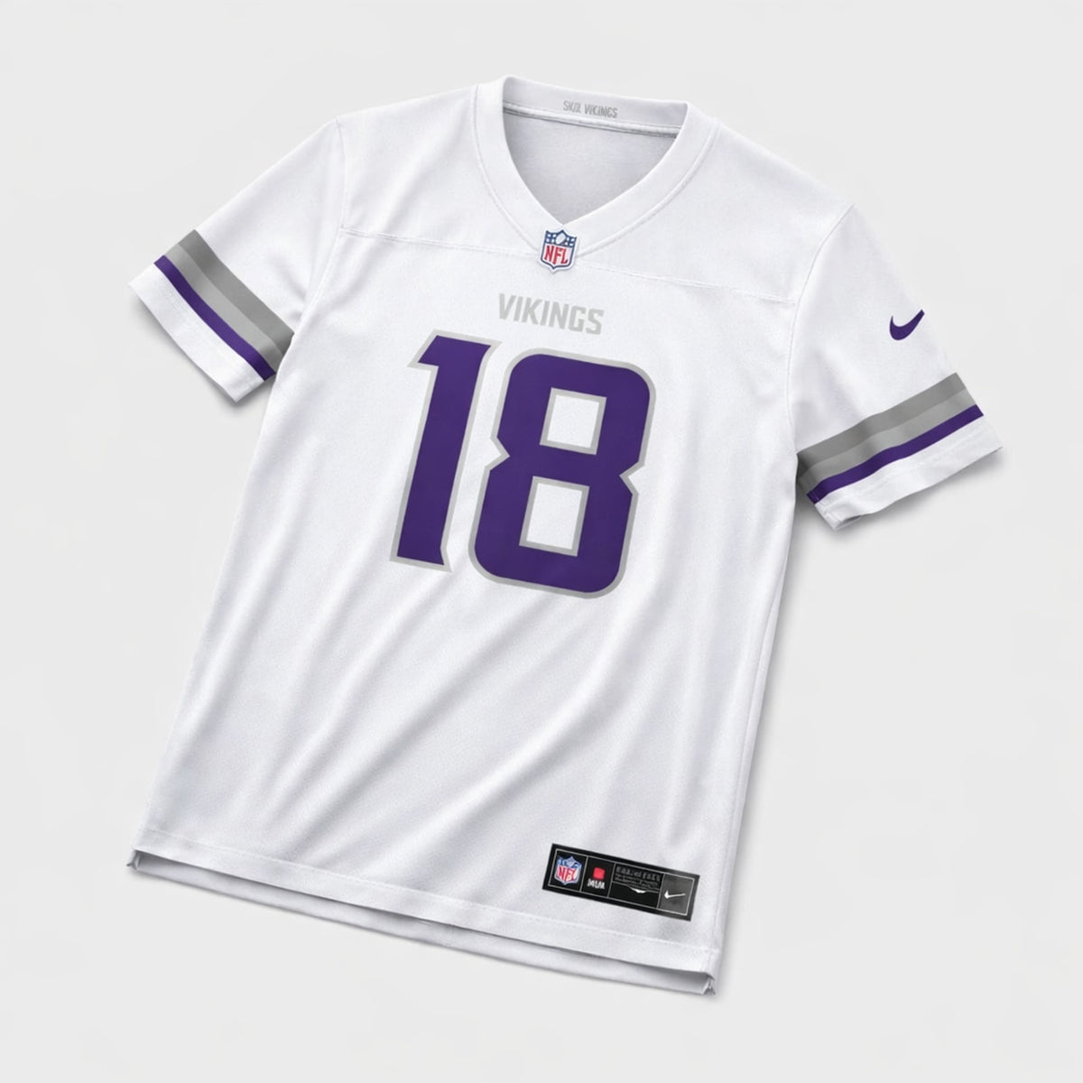 Jefferson 18 Vikings White Football Jersey - 3