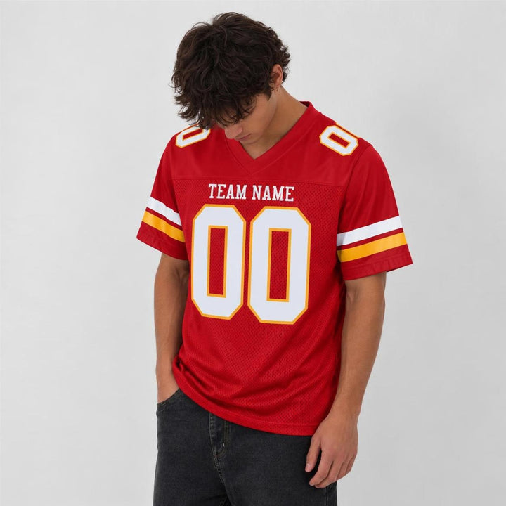 Red Gold Varsity Football Jersey – Custom Name and Number