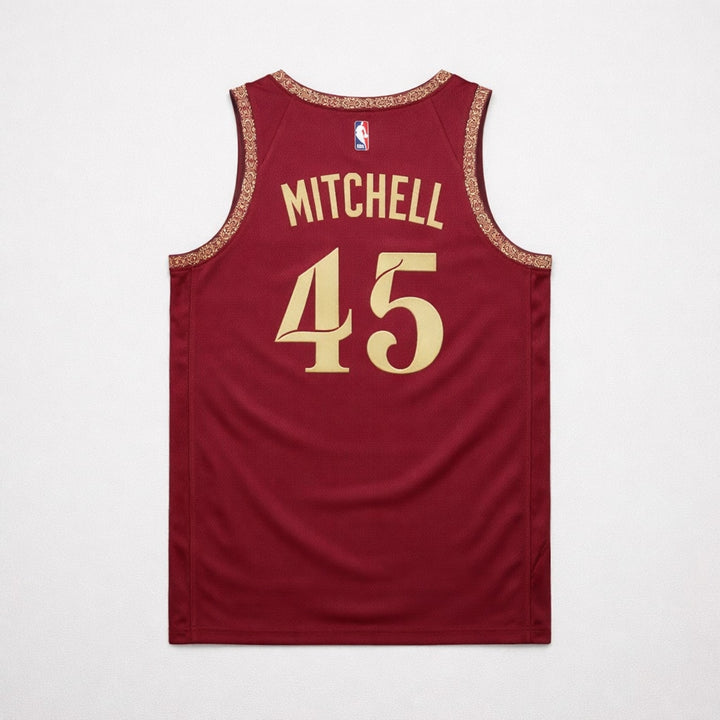 Mitchell 45 Cleveland Cavaliers Burgundy Basketball Jersey