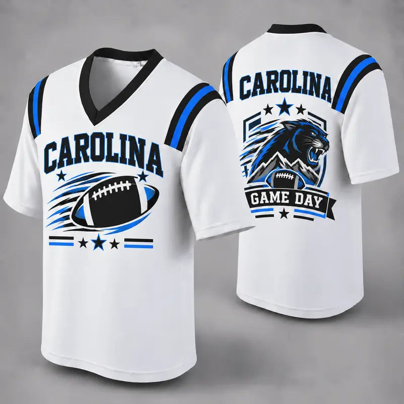 CAR White Football Jersey Carolina Game Day Graphic Shirt